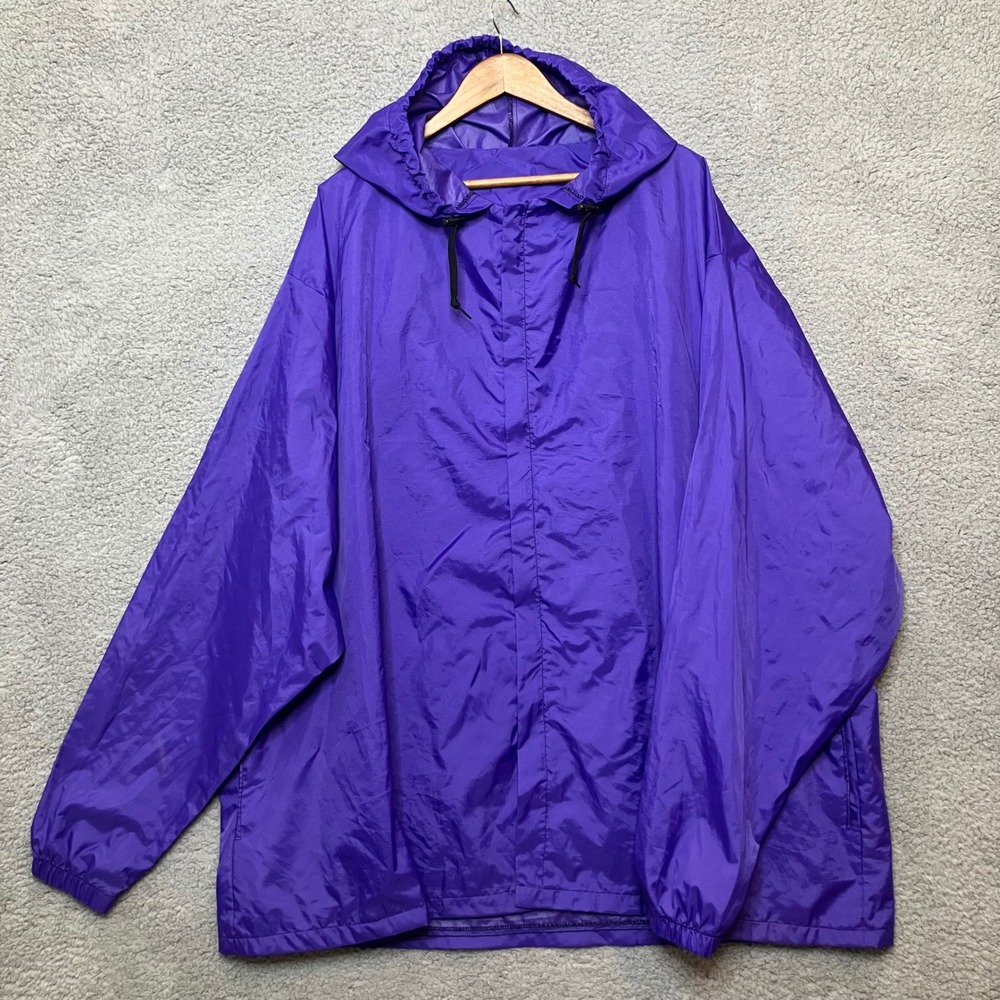 VTG Rally Wear Hooded Windbreaker Jacket Unisex Men Women XL Purple Full Zip USA
